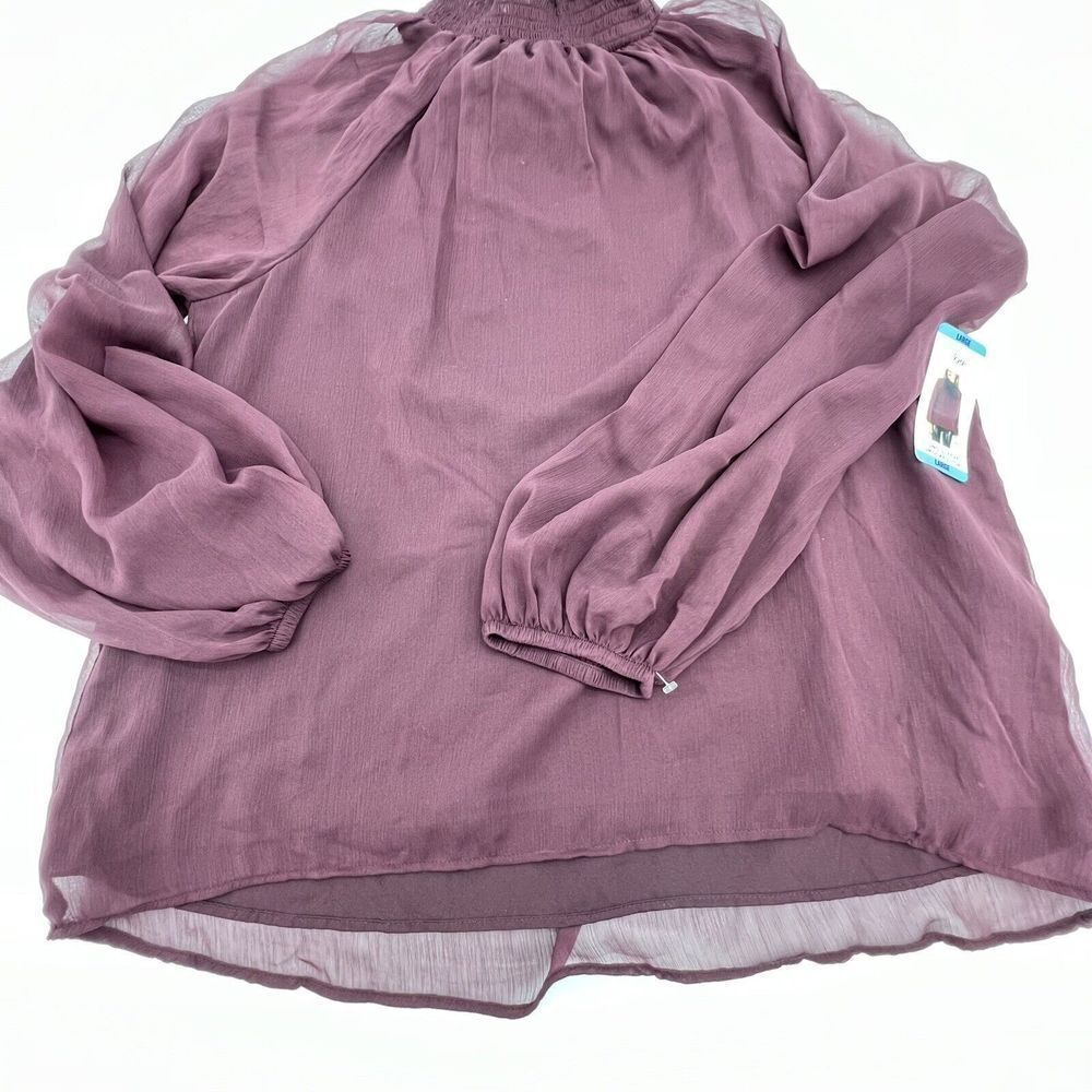 Joie Long Sleeved Smock Top blouse Large Burgundy color 100%polyester NWT